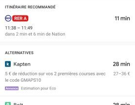 appli-google-maps Google Maps alerte désormais sur le fait que les transports en commun peuvent être affectés par le Covid-19.