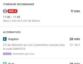 Google Maps alerte désormais sur le fait que les transports en commun peuvent être affectés par le Covid-19.