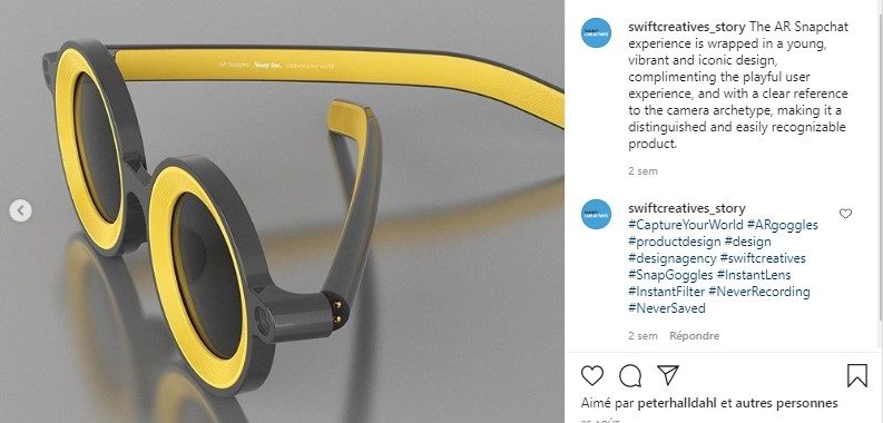 Des lunettes proposant les filtres de la plateforme Snapchat