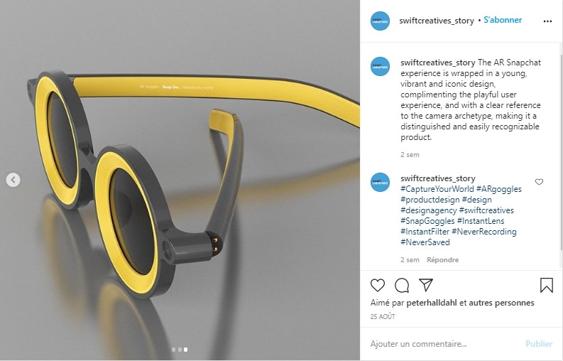 Filtres Snapchat grace aux lunettes du studio de design Swift Creatives