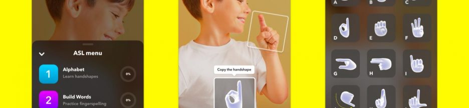 Capture d’écran de l’application Snapchat montrant un enfant utilisant la langue des signes