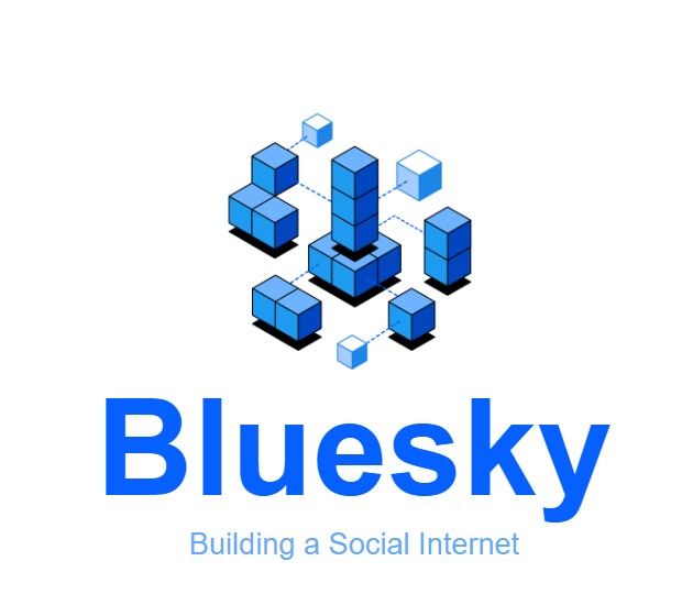 Le logo tout en bleu du nouveau réseau social Bluesky