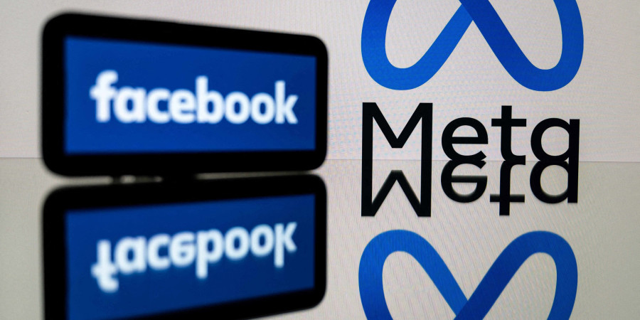 L’affiche du logo Meta avec son fameux réseau social Facebook