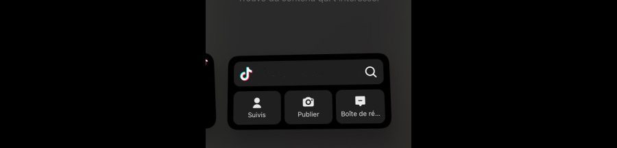 widget-tiktok-outil-de-recherche-concurrence-google L’interface du nouveau widget TikTok sur l’écran d’accueil d’un iPhone