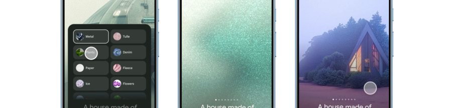 Des exemples de fonds d’écrans créés par IA sur les smartphones Google Pixel.