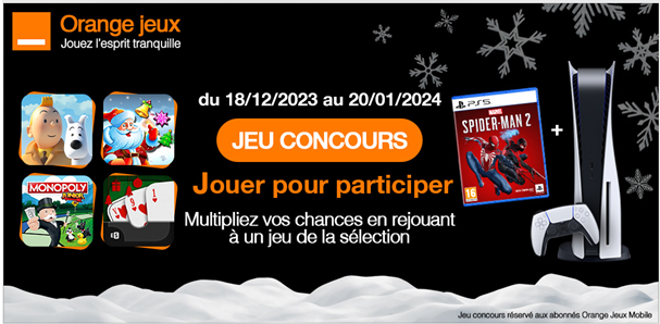 Fan de mobile et de jeux vidéo ? Gagnez un pack PS5 + 1 jeu avec le concours Orange Jeux Noël ! 
