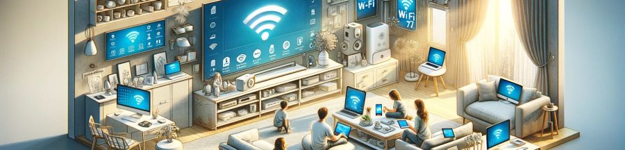 Une image illustrant les applications et les usages que l’on peut faire avec la connectivité Wi-Fi 7.
