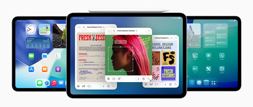 Des iPad affichant le nouvel interface apporté d’iPadOS 26. Des iPad affichant le nouvel interface apporté d’iPadOS 26.