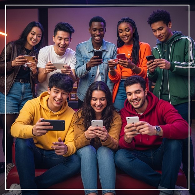 Des jeunes munis de leur smartphone