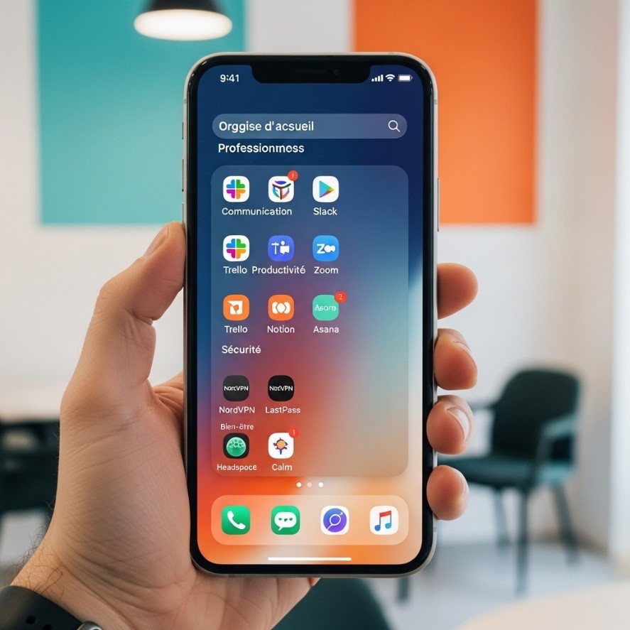Écran de smartphone montrant des applications mobile