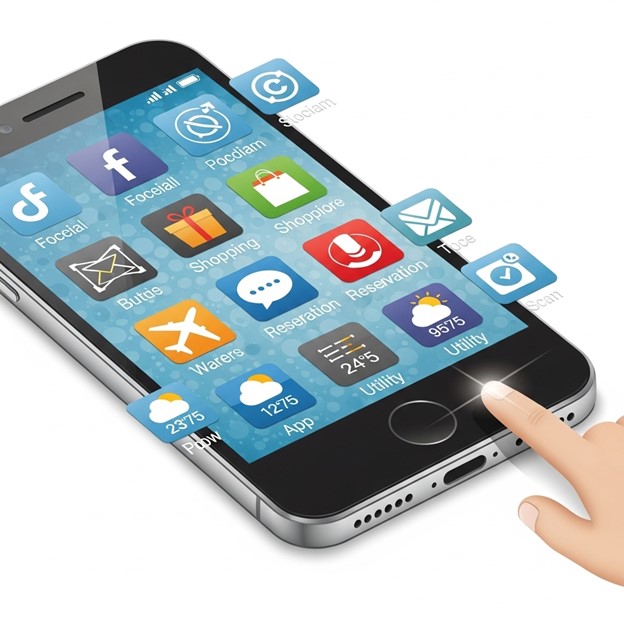 Illustration des applications mobiles sur un smartphone