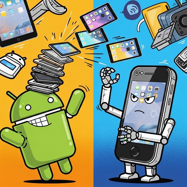 Illustration du conflit entre Android et iPhone
