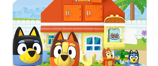 Le jeu mobile LEGO® Bluey avec les personnages du dessin animé en format LEGO Duplo.