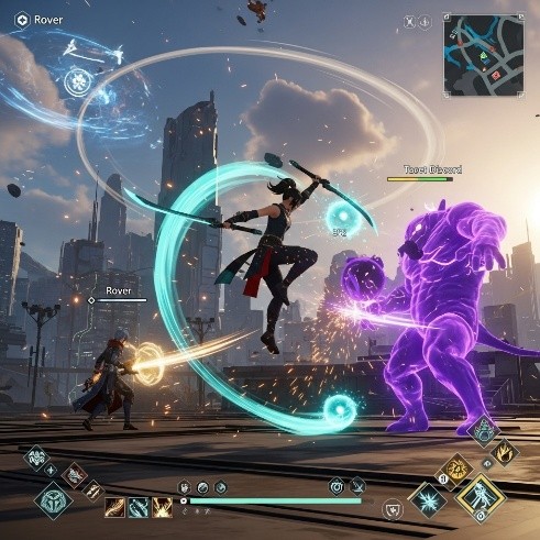 Combat spectaculaire dans Wuthering Waves RPG mobile avec système combat dynamique