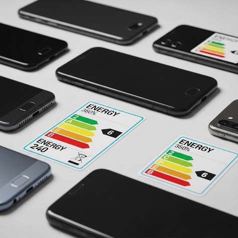 Des smartphones avec des étiquettes énergie