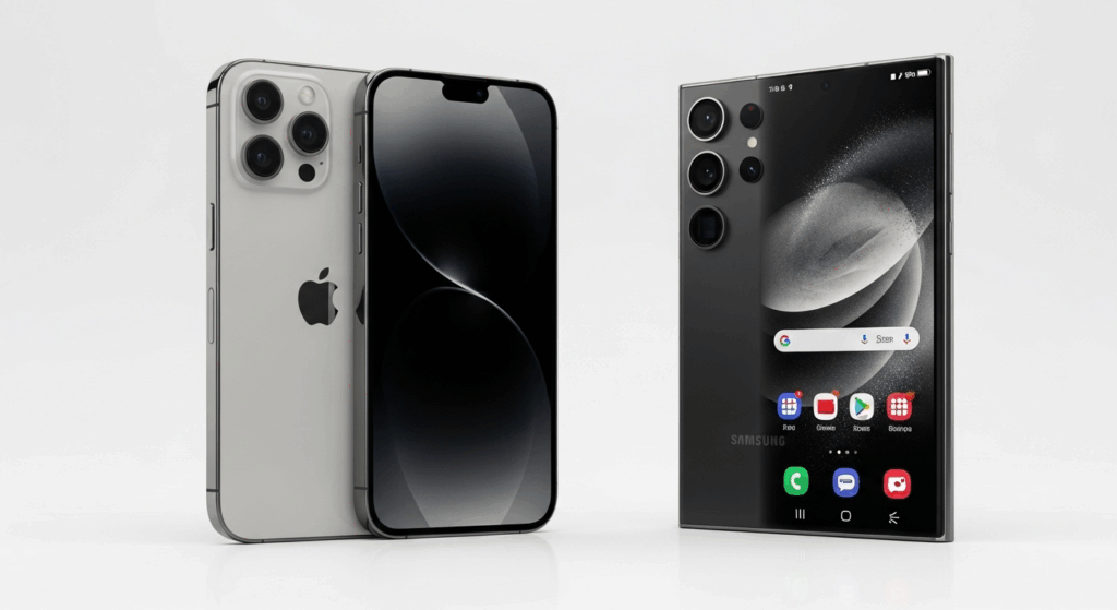 Image comparative des smartphones Apple et Samsung