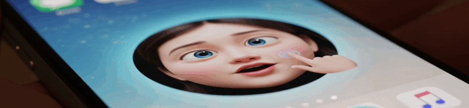 Interface de Siri sur iPhone montrant un visage animé et expressions interactives