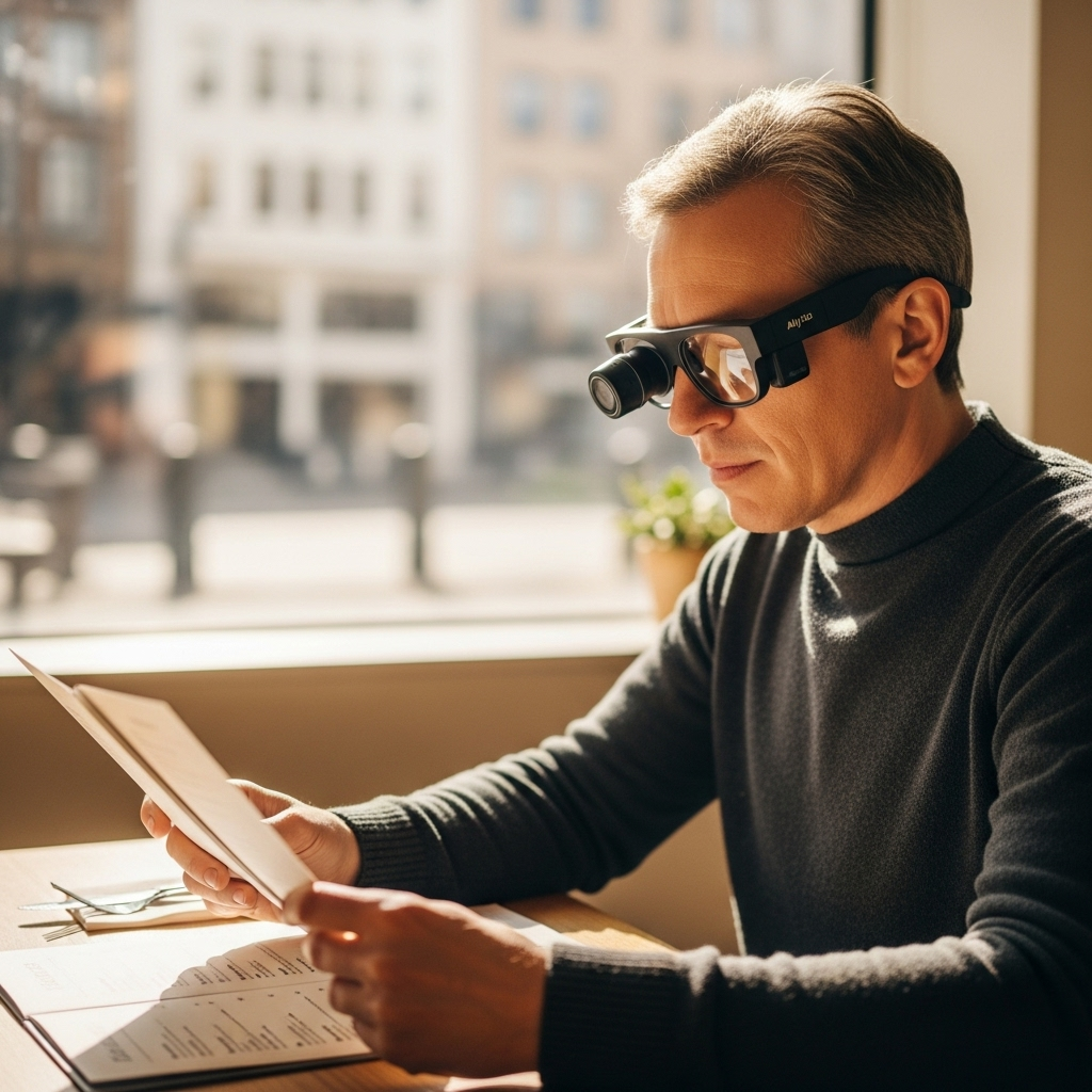 Lunettes connectées Ally Solos Glasses utilisées par une personne malvoyante