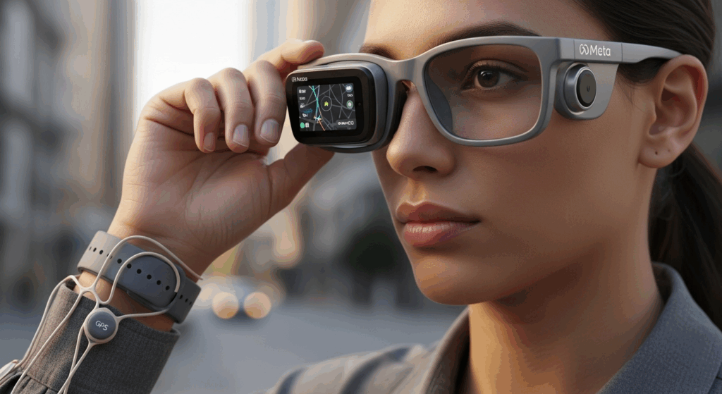 Personne portant les lunettes connectées Meta Hypernova