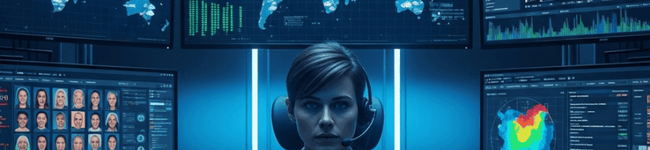 Un analyste en cybersécurité dans une salle de contrôle high-tech