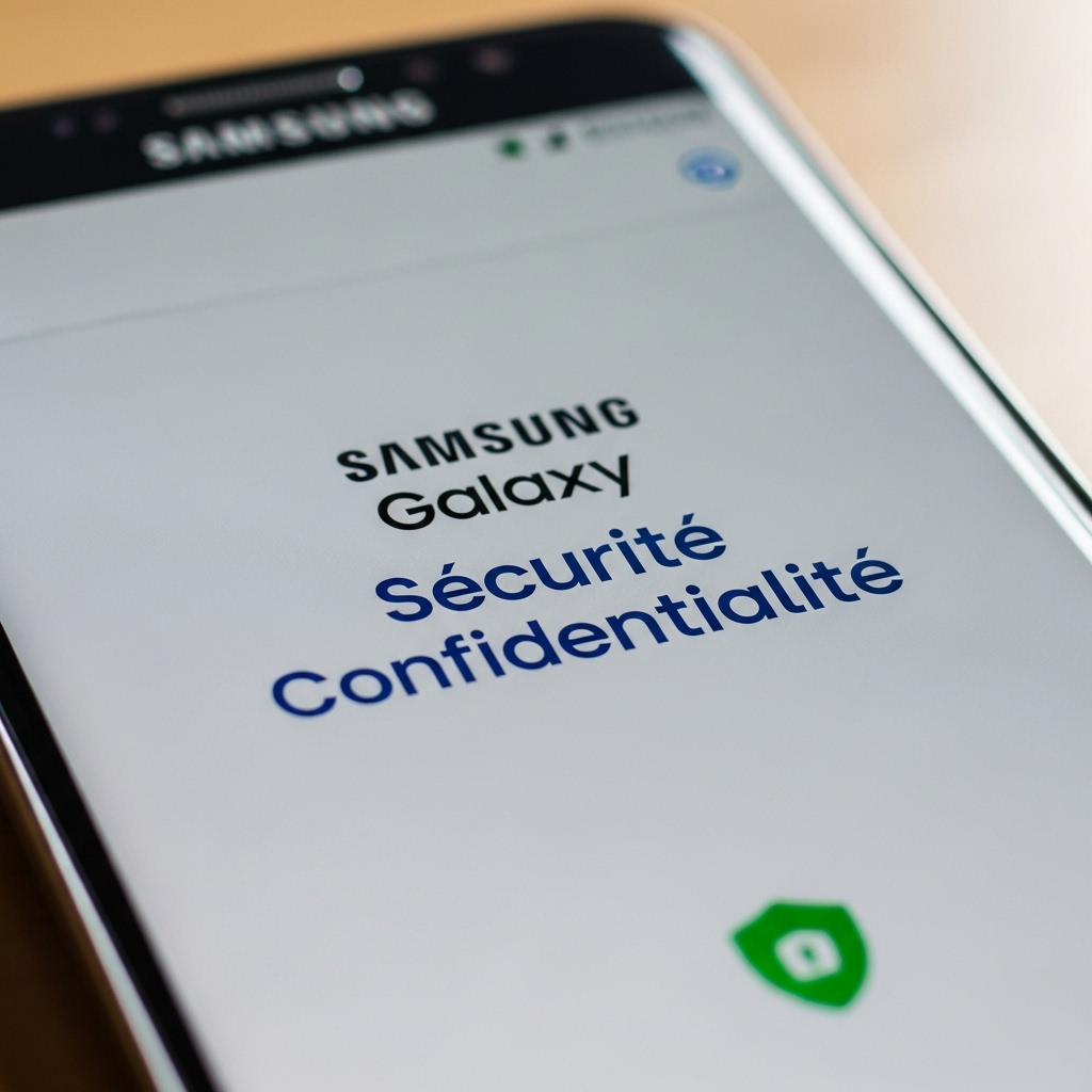 Un Samsung Galaxy affichant sécurité et confidentialité