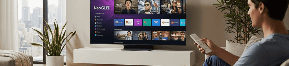 Une personne utilisant un téléviseur Samsung connecté
