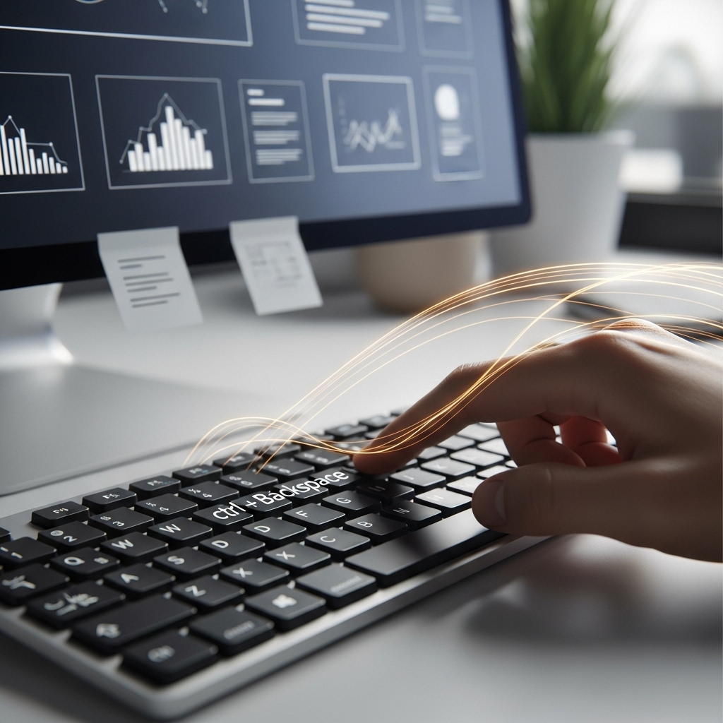Mains pressant un raccourci clavier sur un ordinateur