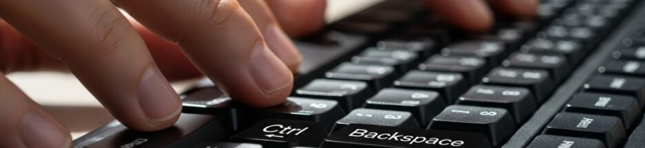 Mains utilisant un raccourci clavier sur un ordinateur