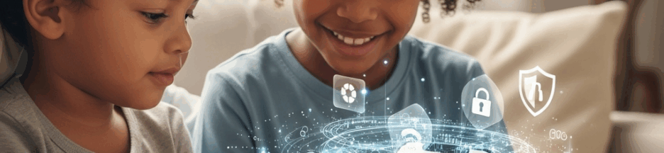 Parent et enfant utilisant un iPhone