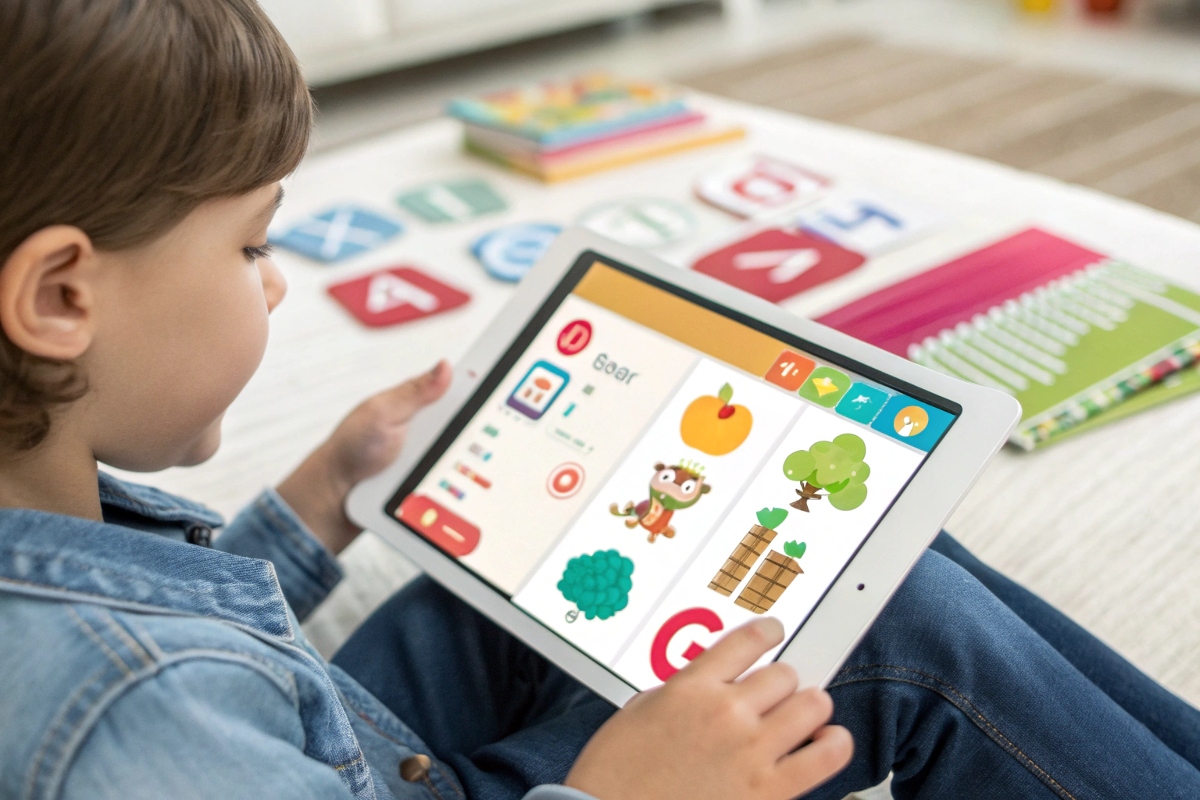 Un enfant utilisant des applications éducatives