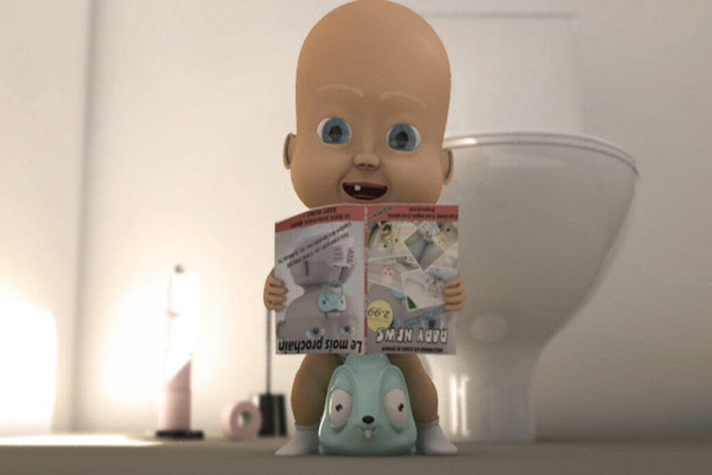 Bébé Coucouche sur le pot