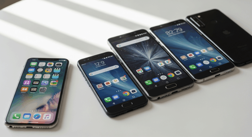 Des smartphones iPhone et Android