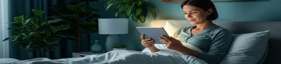 Une personne regardant son écran dans son lit
