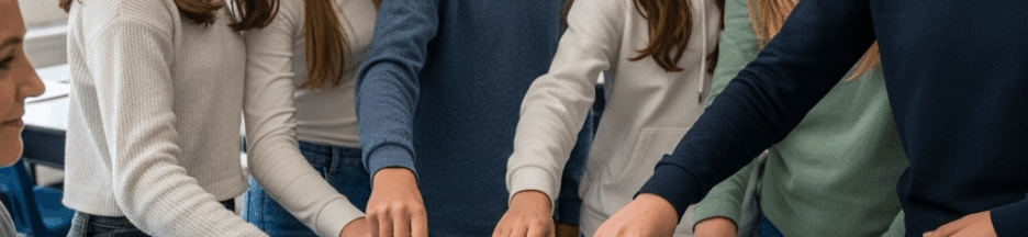 Des élèves déposant leurs portables à l’école dans un bac de rangement sécurisé