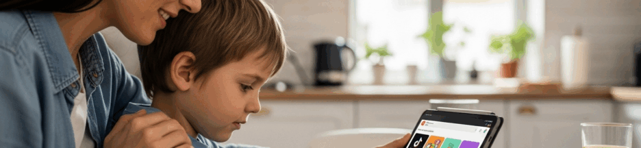 enfant-utilisant-un-appareil-numerique.849Z Enfant utilisant un appareil numérique sous supervision parentale