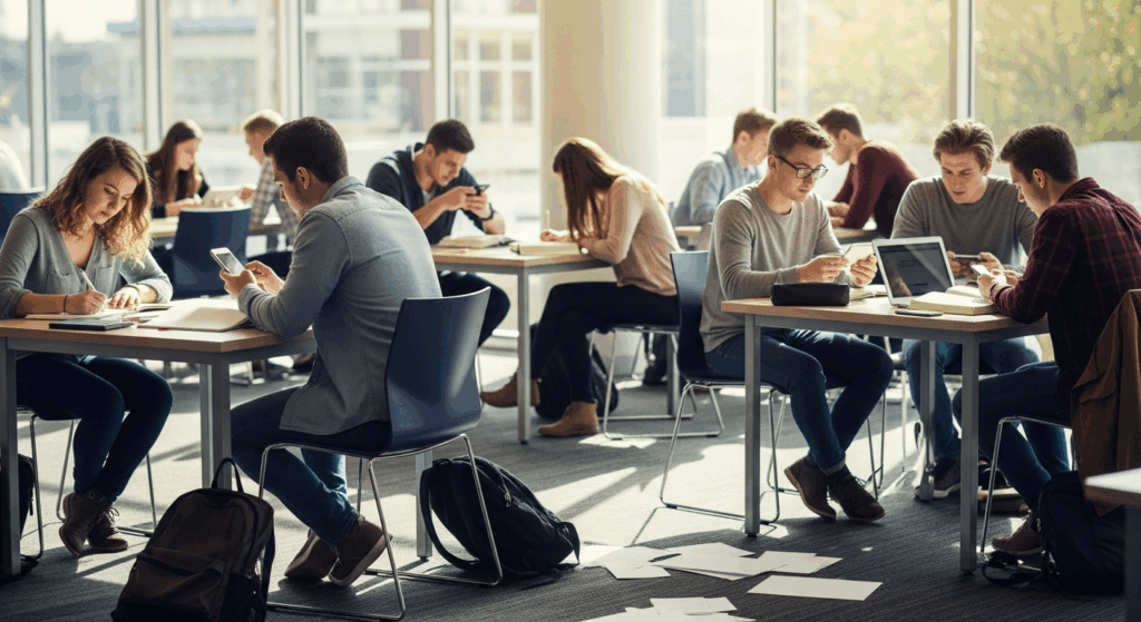 Étudiants utilisant le numérique