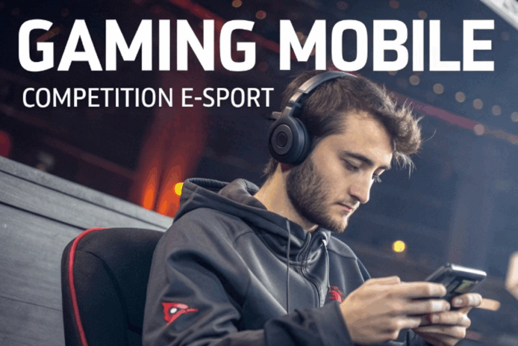 Un gamer s'amusant avec des jeux mobile e-sport