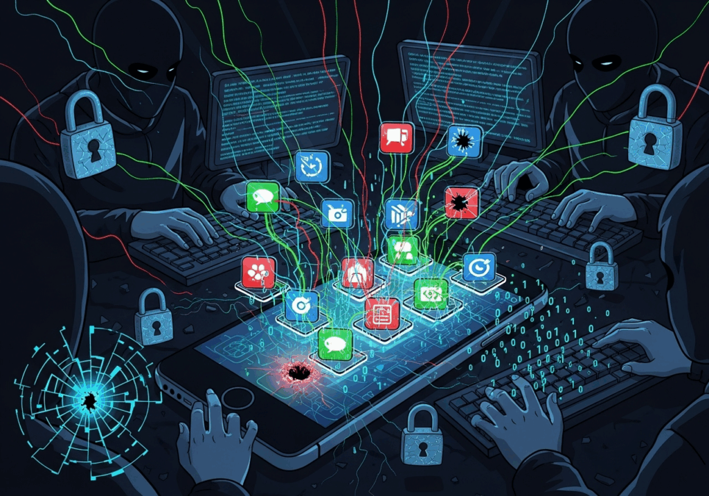 Illustration d’une cyberattaque sur applications mobiles