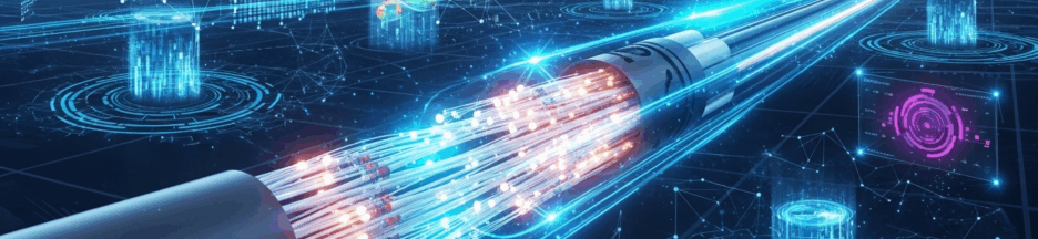 Illustration futuriste d’une fibre optique ultrarapide