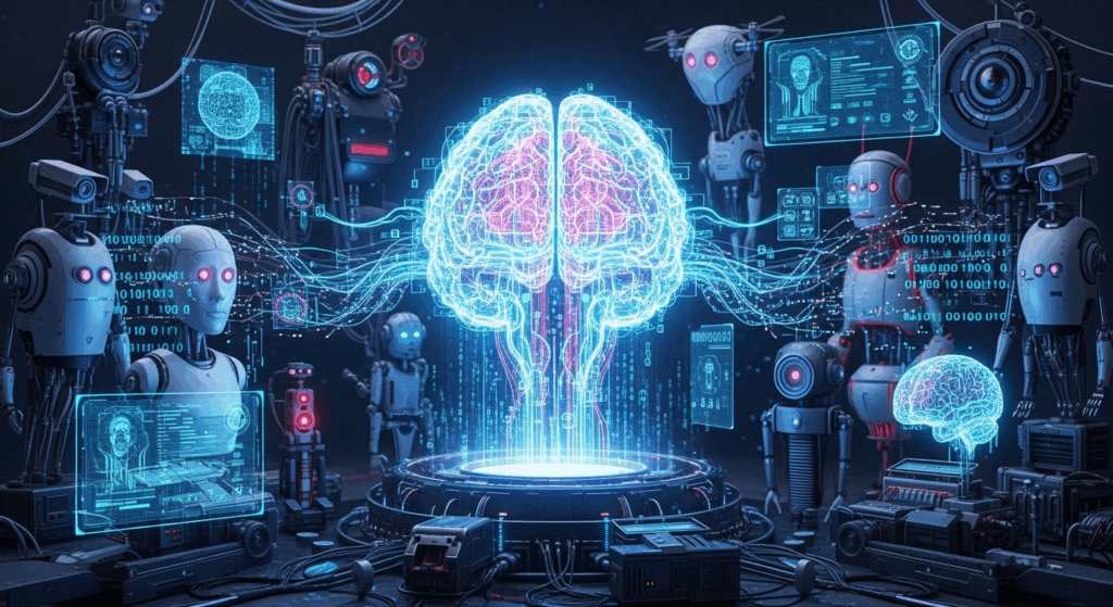 Illustration futuriste d’une intelligence artificielle avancée