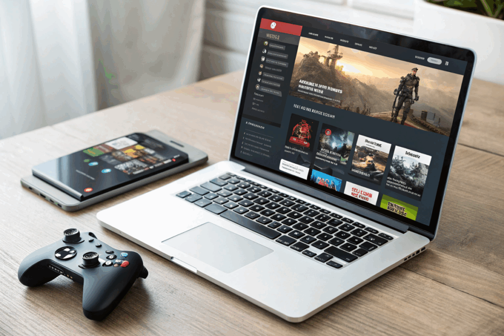 Interface moderne de plateforme pour l'actualité gaming mobile  