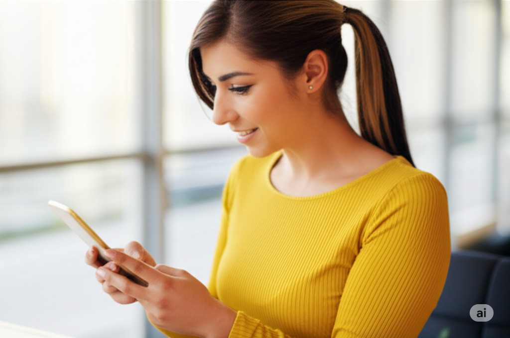 Jeune femme utilisant une appli de rencontre
