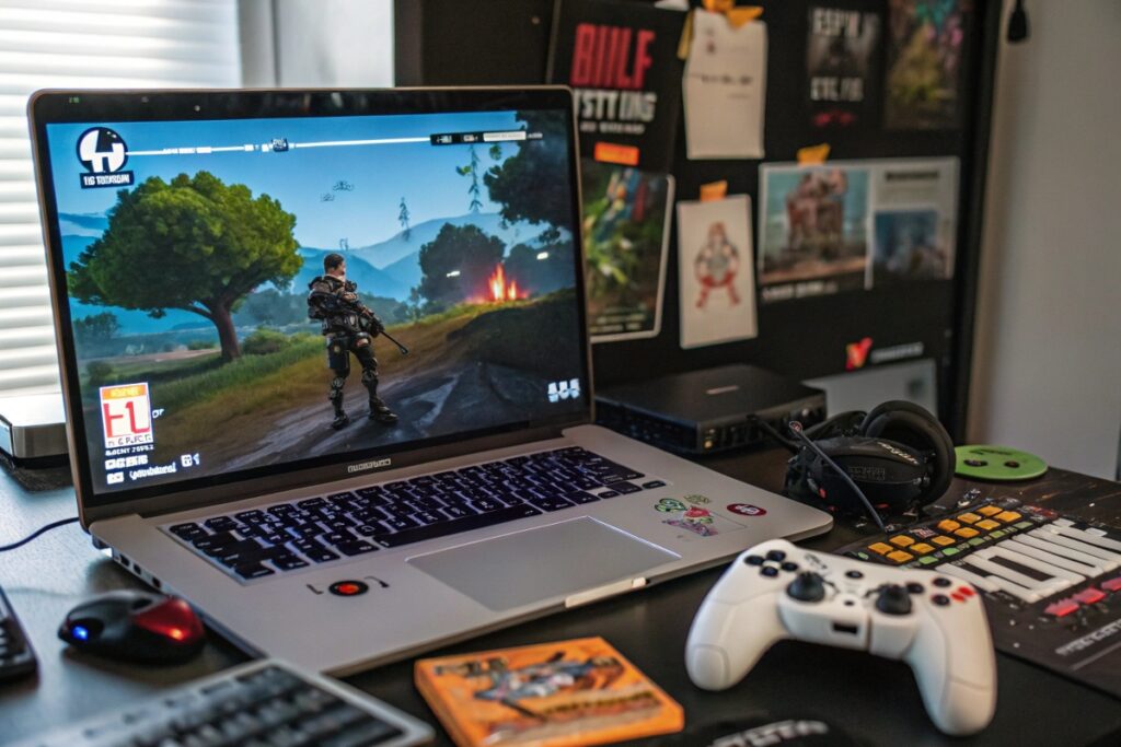 Un jeu video sur PC portable