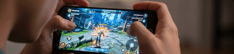 Joueur utilisant un smartphone pour le gaming
