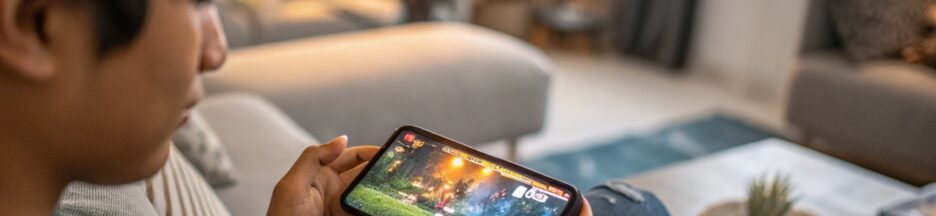 mobile-gaming Un gamer sur son mobile