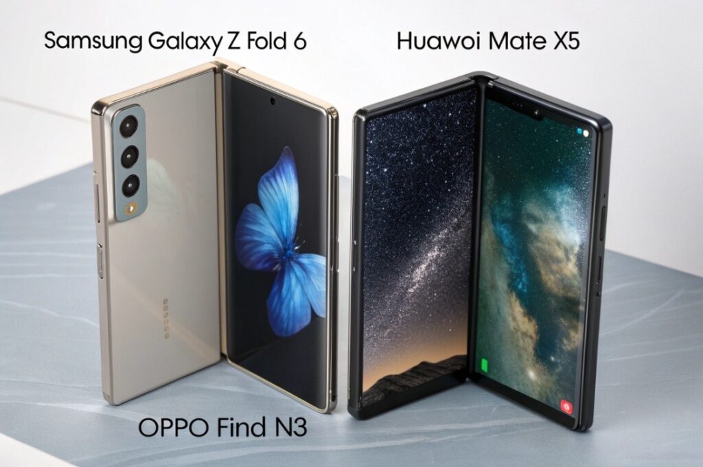 Smartphones pliables Galaxy Z Fold 6 et Oppo Find N3