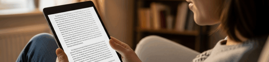 Personne lisant un livre numérique sur tablette