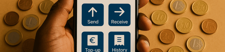 Smartphone affichant une application de mobile money