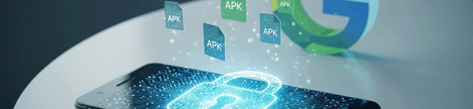 Smartphone Android avec fichiers APK flottants