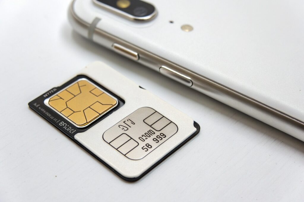 Une carte SIM près d'un smartphone